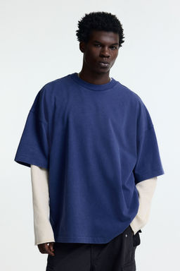 H&M - Men Blue Oversized Fit T-Shirt