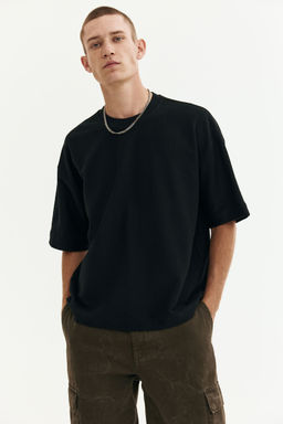 H&M - Men Black Oversized Fit Cotton T-Shirt
