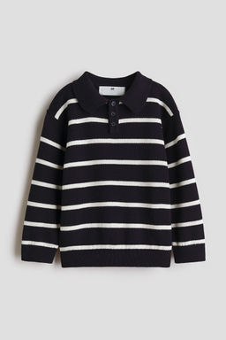 H&M - Boys Blue Fine-Knit Polo Shirt
