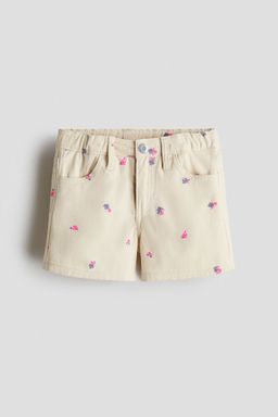 H&M - Girls Beige Printed Cotton Twill Shorts