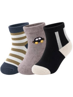 NEXT2SKIN - Baby Boys Ankle Length Printed Cotton Socks (Pack of 3) (0-12 Months)