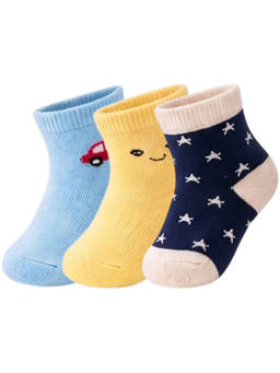 NEXT2SKIN - Baby Boys Ankle Length Printed Cotton Socks (Pack of 3) (0-12 Months)