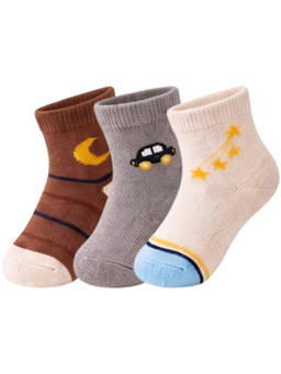 NEXT2SKIN - Baby Boys Ankle Length Printed Cotton Socks (Pack of 3) (0-12 Months)