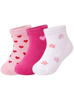 NEXT2SKIN - Baby Girls Ankle Length Printed Cotton Socks (Pack of 3) (0-12 Months)