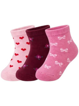 NEXT2SKIN - Baby Girls Ankle Length Printed Cotton Socks (Pack of 3) (0-12 Months)