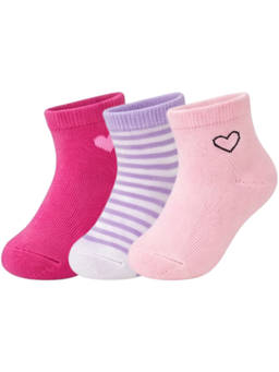 NEXT2SKIN - Baby Girls Ankle Length Printed Cotton Socks (Pack of 3) (0-12 Months)