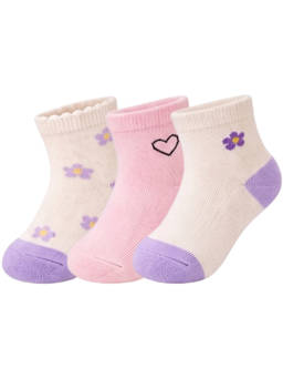 NEXT2SKIN - Baby Girls Ankle Length Printed Cotton Socks (Pack of 3) (0-12 Months)