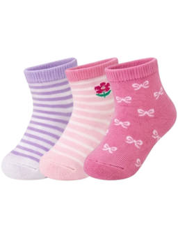NEXT2SKIN - Baby Girls Ankle Length Printed Cotton Socks (Pack of 3) (0-12 Months)