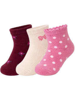 NEXT2SKIN - Baby Girls Ankle Length Printed Cotton Socks (Pack of 3) (0-12 Months)