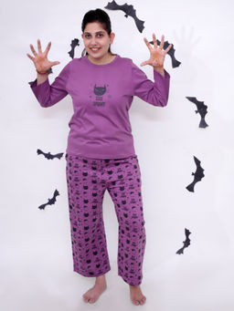 The Mom Store - Stay Spooky Purple Maternity T-Shirt and Pyjama (Set of 2)