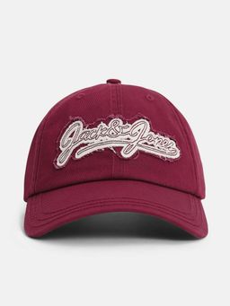 Jack & Jones - Maroon Ripped Logo Baseball Cap