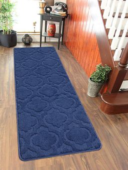 Saral Home - Viva Matar Soft Microfiber Anti Skid Runner-Blue-50X180 Cm