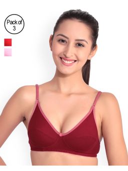 Floret - Pack Of 3 Solid T Shirt Bra - Multi-Color