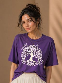 FLCN - Purple Rooted and Wild Graphic Printed Oversized T-Shirt