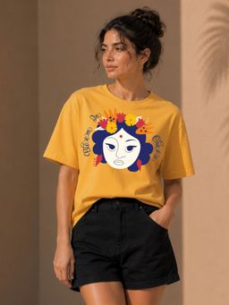 FLCN - Yellow Bloom In Chaos Graphic Printed Oversized T-Shirt