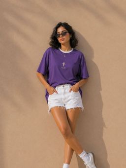 FLCN - Purple Printed Oversized T-Shirt
