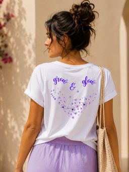 FLCN - White Grow and Glow Graphic Printed Oversized T-Shirt