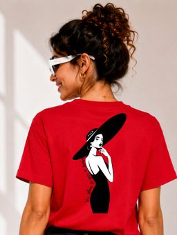 FLCN - Red Too Glam Damn Graphic Printed Oversized T-Shirt