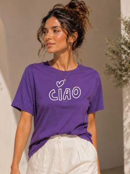FLCN - Purple Ciao Graphic Printed Oversized T-Shirt