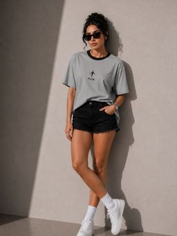 FLCN - Grey Printed Oversized T-Shirt