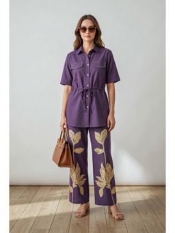 Jisora - Women Embroidered Purple Co-Ord Set