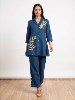 Jisora - Women Embroidered Teal Co-Ord Set