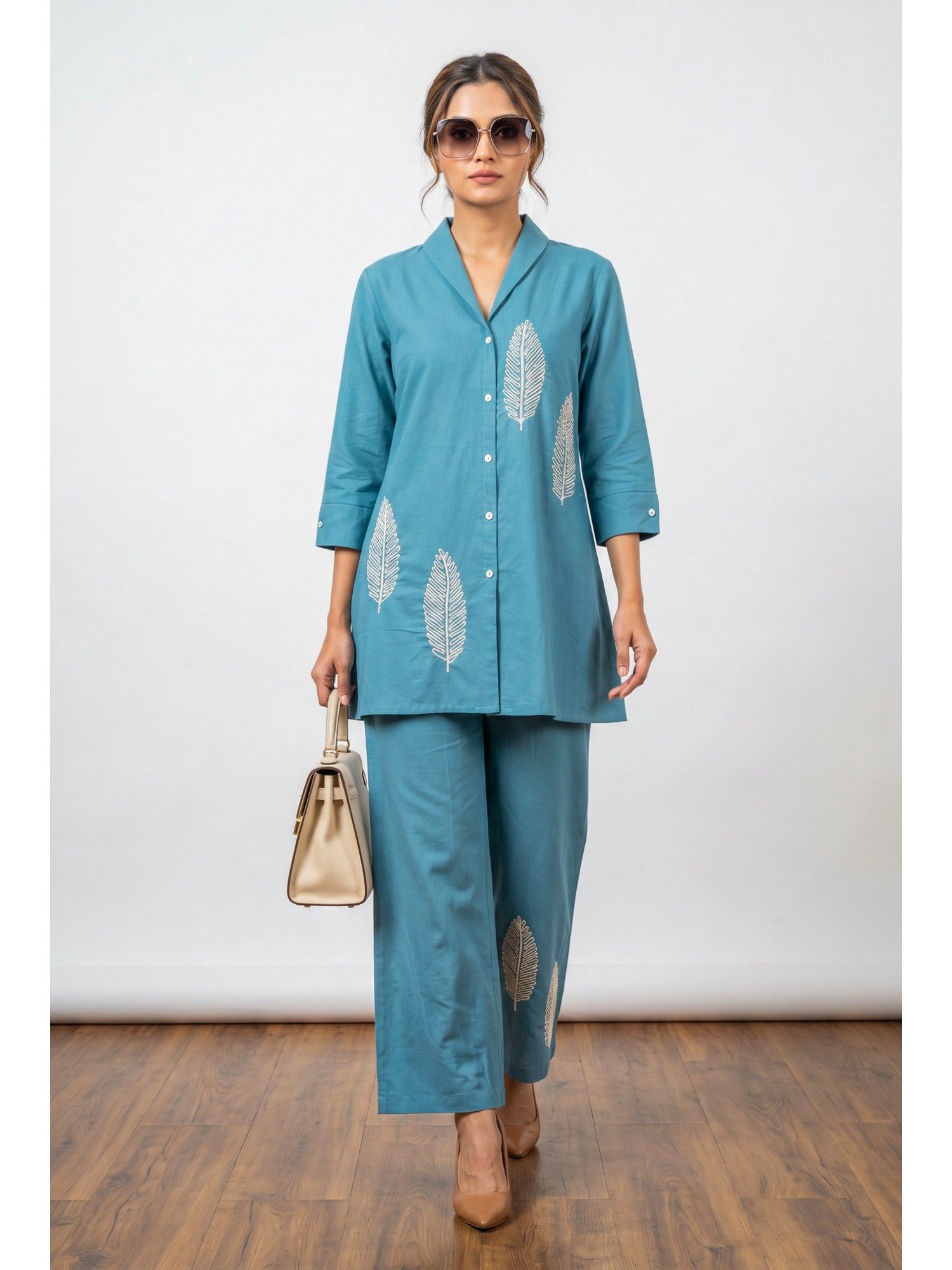 jisora Women Embroidered Blue Co-Ord Set-picture-14