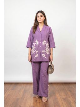 Jisora - Women Embroidered Purple Co-Ord Set
