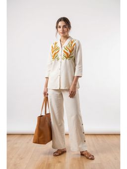 Jisora - Women Embroidered Off White Co-Ord Set