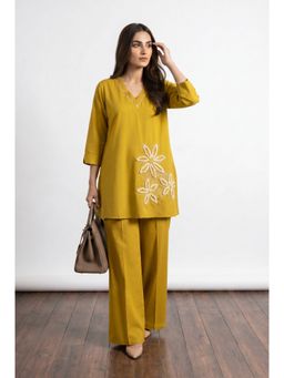 Jisora - Women Embroidered Mustard Co-Ord Set