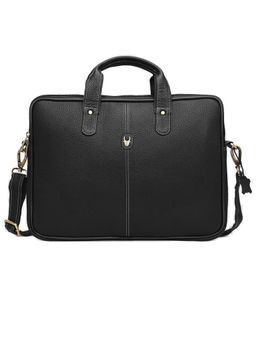 WILDHORN - Leather Black Laptop Messenger Bag for Men