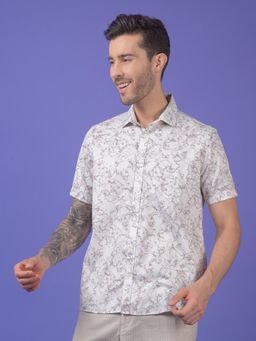 CRIMSOUNE CLUB - Mens White Printed Pure Cotton Shirt