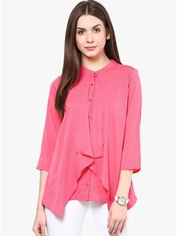 RARE - Pink Georgette Lightweight Layered Top With Cut-out Detail
