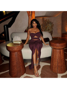 Miakee - Maroon Midnight Temptation Co Ord (Set of 2)