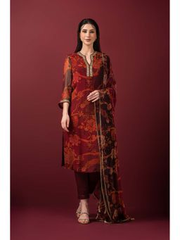 Sonia Baderia - Floral Printed Embellished Kurta with Pant and Dupatta (Set of 3)