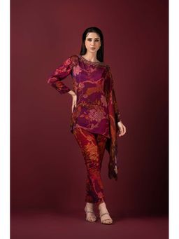 Sonia Baderia - Embroidered Floral Printed Drape Co-Ord (Set of 2)