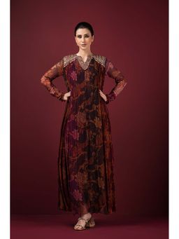 Sonia Baderia - Embroidered Floral Printed Maxi Dress