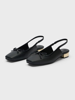 Twenty Dresses by Nykaa Fashion - Black Square Toe Bow Detail Sandal Block Heels