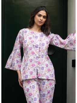 GulaboSitabo - White Cross Pure Cotton Floral Pure Cotton Top