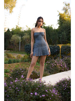 Lea Clothing - Darlene Grey Denim Longline Corset Top