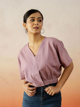 SAY - Women Lavender Regular Fit Casual Crop Top