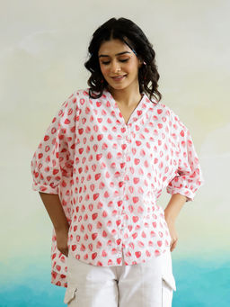 SAY - Women Pink Pure Cotton Regular Fit Casual Top