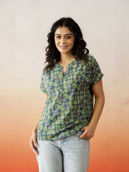 SAY - Women Blue Regular Fit Casual Top