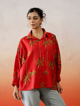 SAY - Women Red Pure Cotton Casual Shirt