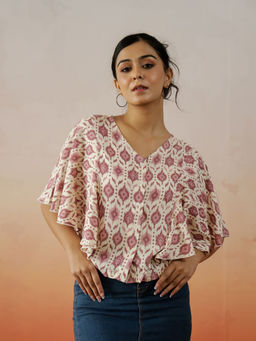 SAY - Women Cream Regular Fit Casual Top