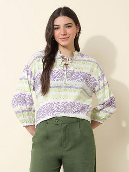U.S. POLO ASSN. - Multi-Color Tie-Up Printed Top