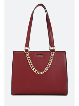 Van Heusen - Women Maroon Solid Casual Handbag