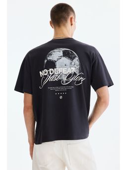 H&M - Men Grey Loose Fit Printed T-Shirt