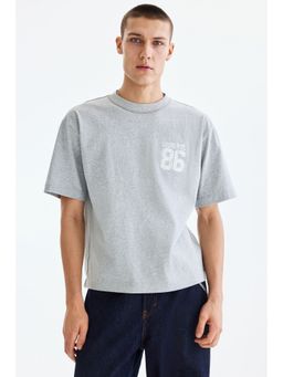 H&M - Men Grey Loose Fit Printed T-Shirt
