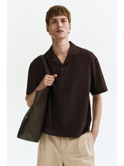 H&M - Men Brown Loose Fit Polo T-Shirt